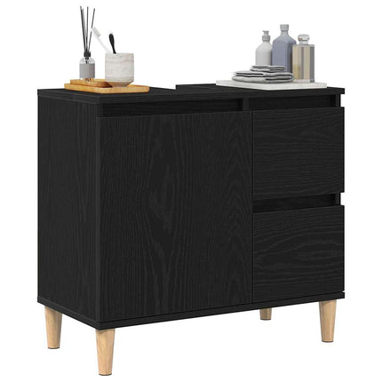 Badrumsskåp Svart Ek 65 x 33 x 60 cm Konstruerat trä