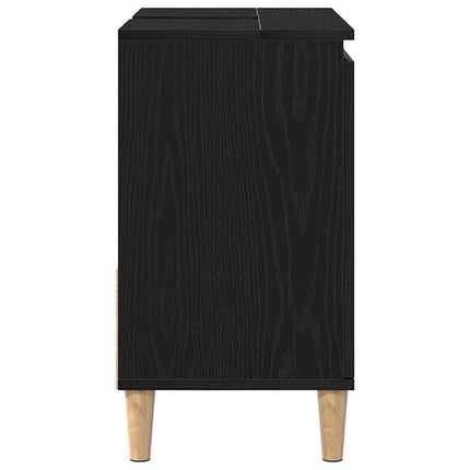 Badrumsskåp med låda Svart Ek 65 x 33 x 60 cm Konstruerat trä