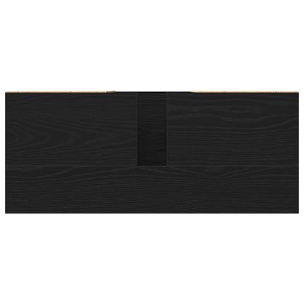 Badrumsskåp med handfat med låda Svart Ek 80 x 33 x 60 cm