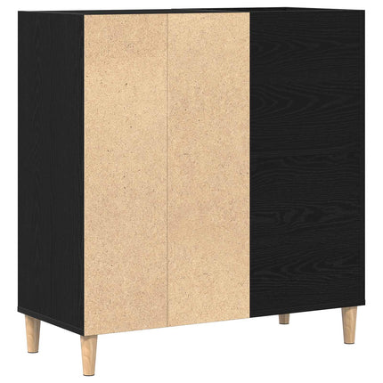 Skivskåp med hylla Svart Ek 84,5 x 38 x 89 cm Konstruerat trä