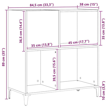 Skivskåp med hylla Svart Ek 84,5 x 38 x 89 cm Konstruerat trä