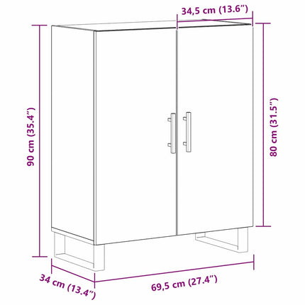 Sideboard Svart Ek 69,5 x 34 x 90 cm Konstruerat trä