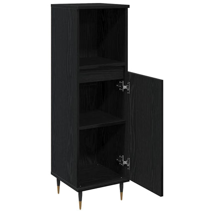 Badrumsskåp Svart Ek 30 x 30 x 100 cm Konstruerat trä
