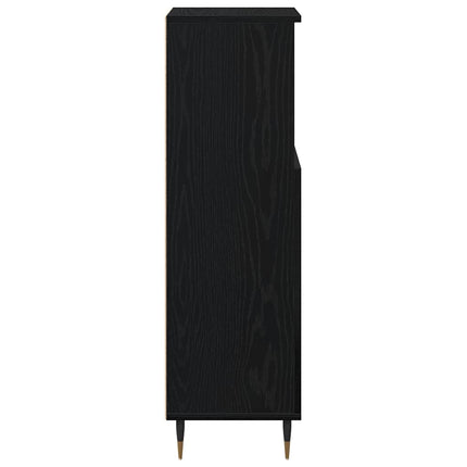 Badrumsskåp med hylla Svart Ek 30 x 30 x 100 cm Konstruerat trä