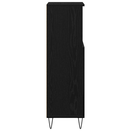 Badrumsskåp med dörr Svart Ek 30 x 30 x 100 cm Konstruerat trä