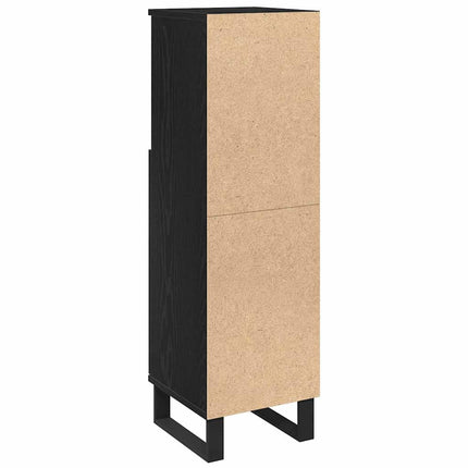 Badrumsskåp med hylla Svart Ek 30 x 30 x 100 cm Konstruerat trä