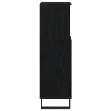 Badrumsskåp med hylla Svart Ek 30 x 30 x 100 cm Konstruerat trä
