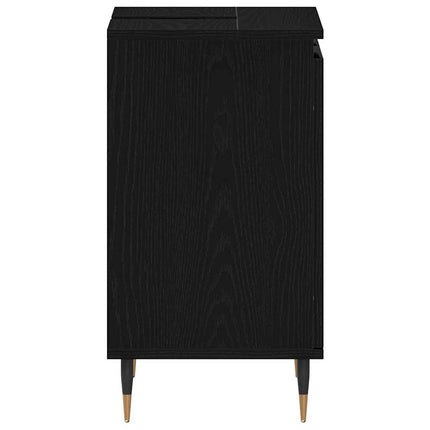 Badrumsskåp med handfat med lagring Svart Ek 58 x 33 x 60 cm