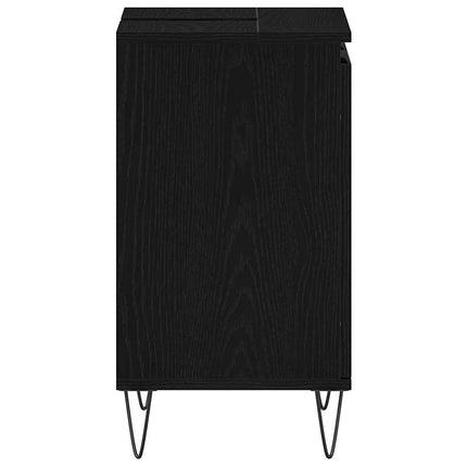 Badrumsskåp med handfat med lagring Svart Ek 58 x 33 x 60 cm