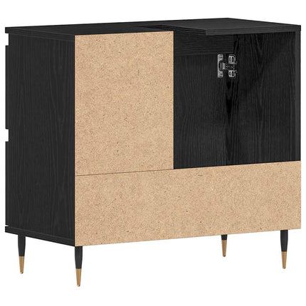 Badrumsskåp Svart Ek 65 x 33 x 60 cm Konstruerat trä