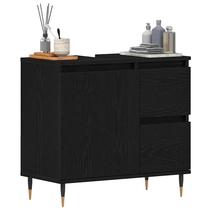 Badrumsskåp Svart Ek 65 x 33 x 60 cm Konstruerat trä