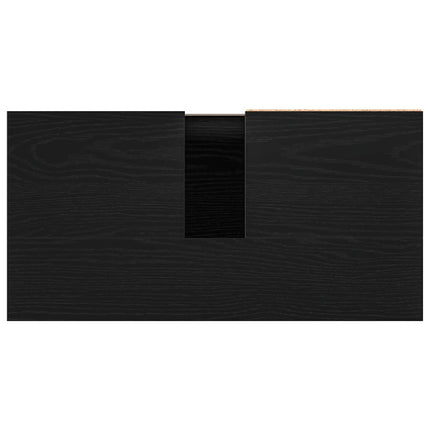 Badrumsskåp med handfat med låda Svart Ek 65 x 33 x 60 cm