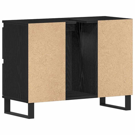 Badrumsskåp med låda Svart Ek 80 x 33 x 60 cm Konstruerat trä