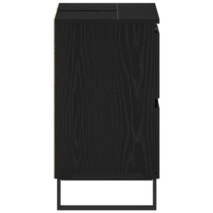 Badrumsskåp med låda Svart Ek 80 x 33 x 60 cm Konstruerat trä
