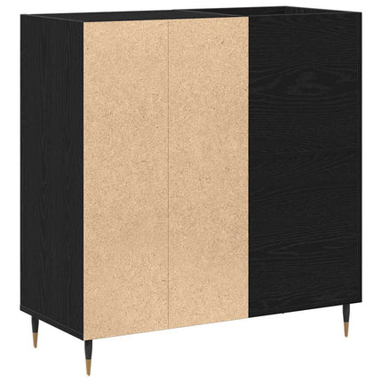 Skivskåp med hylla Svart Ek 85 x 38 x 89 cm Konstruerat trä