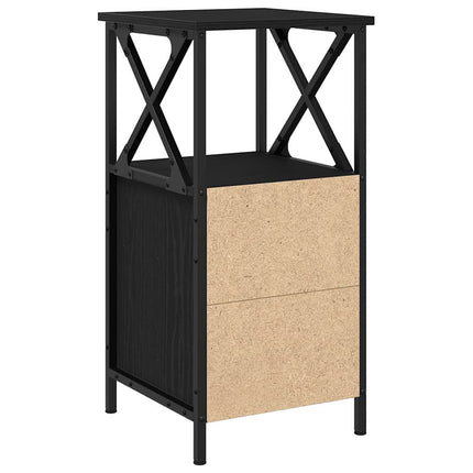Nattduksbord 2 pcs Svart Ek 34 x 35,5 x 70 cm Konstruerat trä
