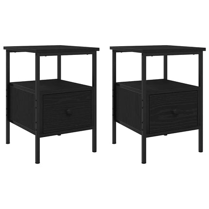 Nattduksbord 2 pcs Svart Ek 34 x 36 x 50 cm Konstruerat trä