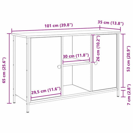 TV-bänkset 101 x 35 x 65 cm Gammalt trä Konstruerat trä