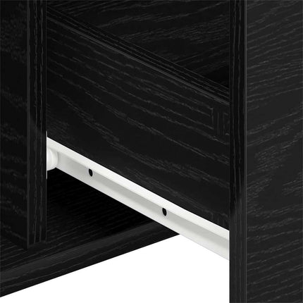 Sideboard med låda Svart Ek 101,5 x 35 x 70 cm Konstruerat trä