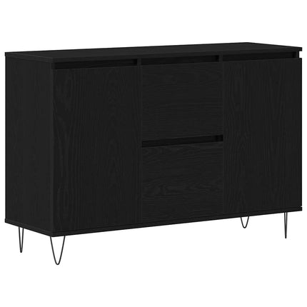 Sideboard med låda Svart Ek 101,5 x 35 x 70 cm Konstruerat trä