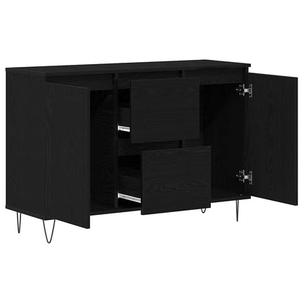 Sideboard med låda Svart Ek 101,5 x 35 x 70 cm Konstruerat trä