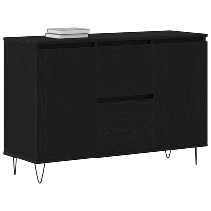 Sideboard med låda Svart Ek 101,5 x 35 x 70 cm Konstruerat trä