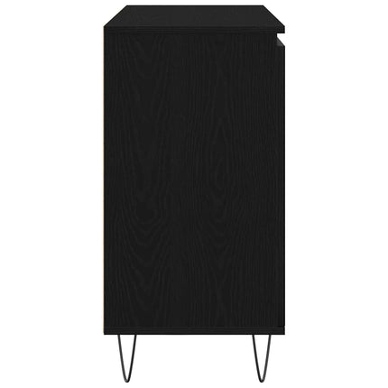 Sideboard med låda Svart Ek 101,5 x 35 x 70 cm Konstruerat trä