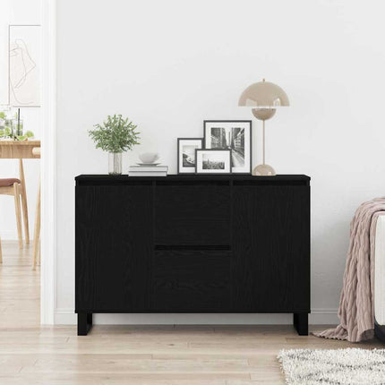 Sideboard med låda Svart Ek 101,5 x 35 x 70 cm Konstruerat trä