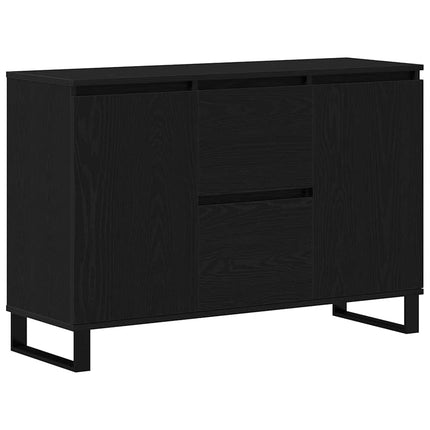 Sideboard med låda Svart Ek 101,5 x 35 x 70 cm Konstruerat trä