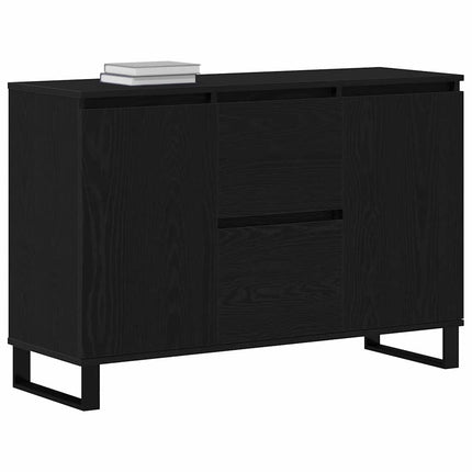 Sideboard med låda Svart Ek 101,5 x 35 x 70 cm Konstruerat trä