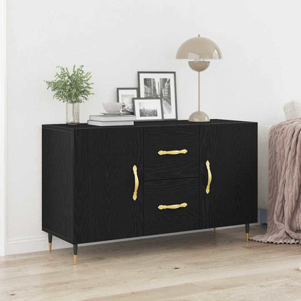 Sideboard med låda Svart Ek 100 x 36 x 60 cm Konstruerat trä