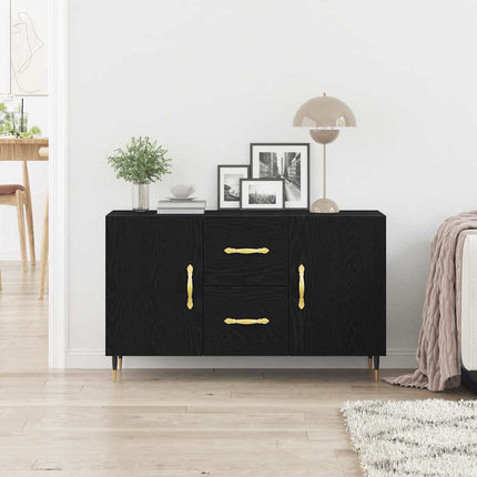 Sideboard med låda Svart Ek 100 x 36 x 60 cm Konstruerat trä