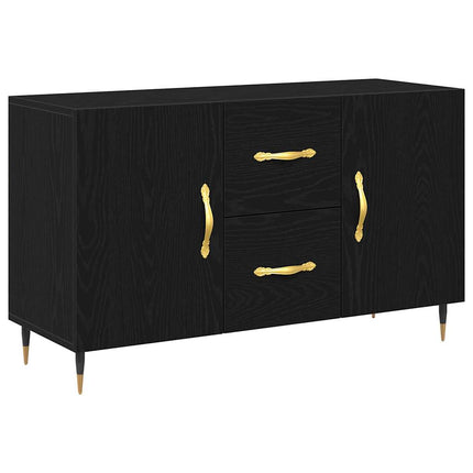 Sideboard med låda Svart Ek 100 x 36 x 60 cm Konstruerat trä