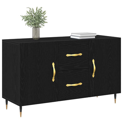 Sideboard med låda Svart Ek 100 x 36 x 60 cm Konstruerat trä