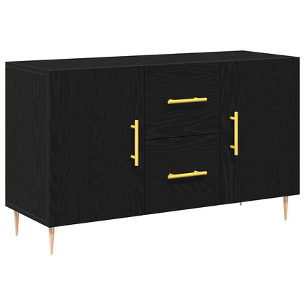 Sideboard med låda Svart Ek 100 x 36 x 60 cm Konstruerat trä