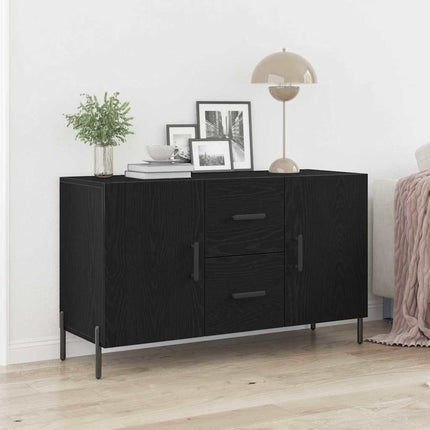 Sideboard med låda Svart Ek 100 x 36 x 60 cm Konstruerat trä