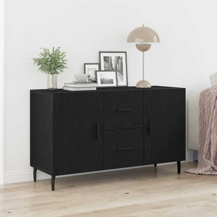 Sideboard med låda Svart Ek 100 x 36 x 60 cm Konstruerat trä