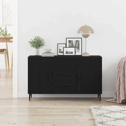 Sideboard med låda Svart Ek 100 x 36 x 60 cm Konstruerat trä