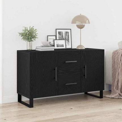 Sideboard med låda Svart Ek 100 x 36 x 60 cm Konstruerat trä