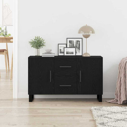 Sideboard med låda Svart Ek 100 x 36 x 60 cm Konstruerat trä