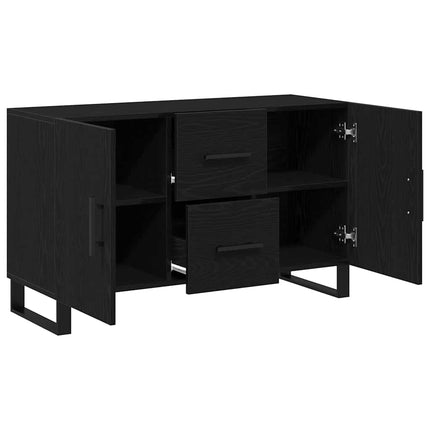Sideboard med låda Svart Ek 100 x 36 x 60 cm Konstruerat trä