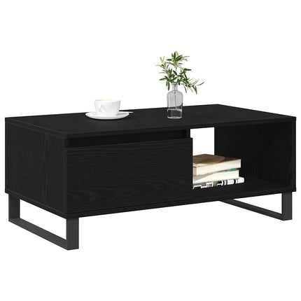 Kaffeebord med låda Svart Ek 90 x 50 x 36,5 cm Konstruerat trä