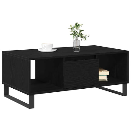 Kaffeebord med låda Svart Ek 90 x 50 x 36.5 cm Konstruerat trä