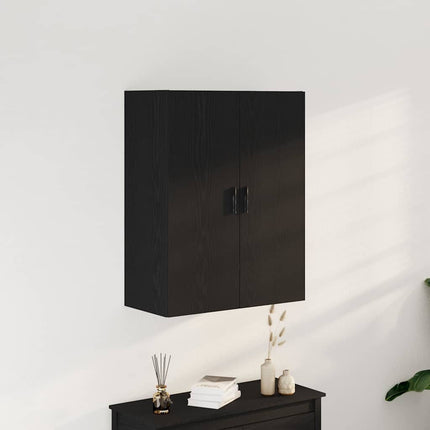 Väggmonterat skåp Svart Ek 69,5 x 34 x 180 cm Konstruerat trä