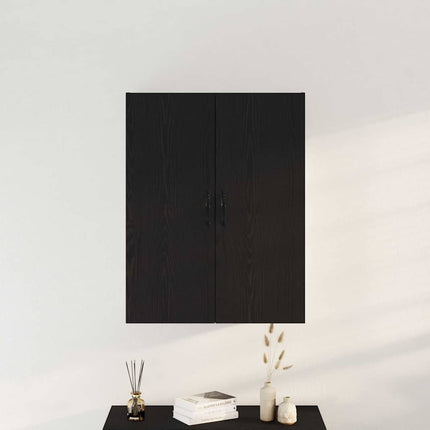 Väggmonterat skåp Svart Ek 69,5 x 34 x 180 cm Konstruerat trä
