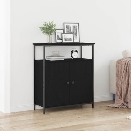 Sideboard Svart Ek 70 x 30 x 80 cm Konstruerat trä