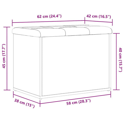 Förvaringsbänk Svart ek 62 x 42 x 45 cm Konstruerat trä