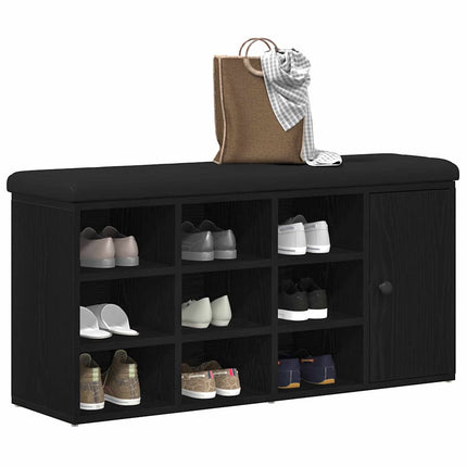 Förvaringsbänk Svart Ek 102 x 32 x 50 cm Konstruerat trä