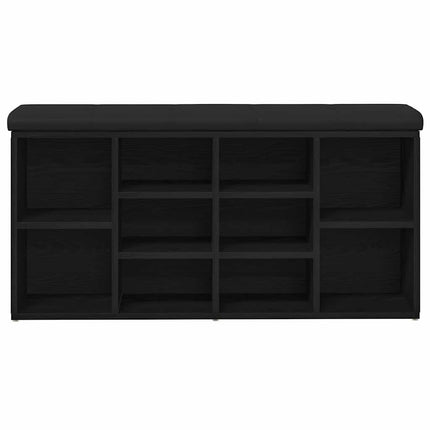 Skobänk med hylla Svart Ek 102 x 32 x 50 cm Konstruerat trä