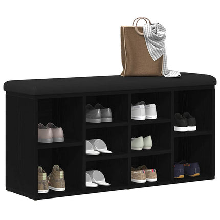 Skobänk med hylla Svart Ek 102 x 32 x 50 cm Konstruerat trä